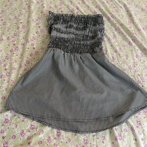 & Other Stories Black and White Striped Skater Skirt